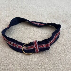 Woven Belt Boho Hippie Festival Brass Buckle Accent Belt Size‎ 1